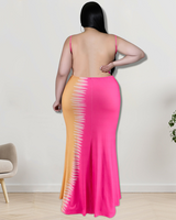 Multicolored Backless Maxi Dress