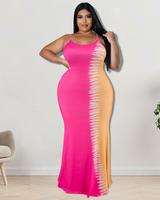 Multicolored Backless Maxi Dress