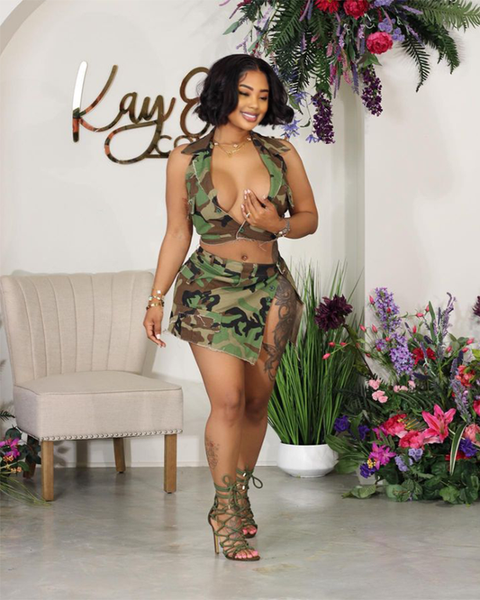 Camo Mini Skirt Set