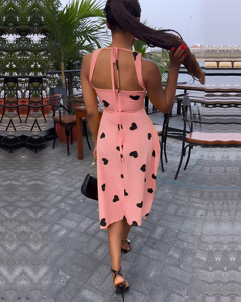 Chic Love Print Drawstring Dress