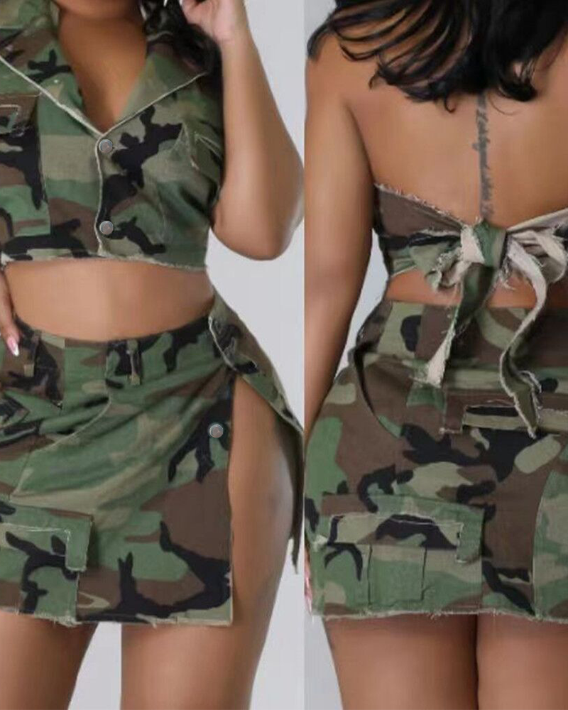 Camo Mini Skirt Set