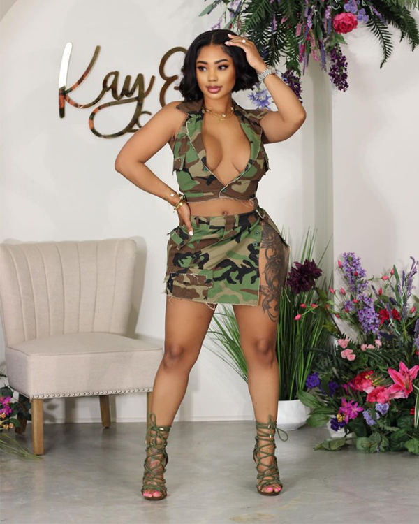 Camo Mini Skirt Set