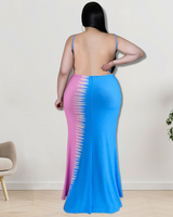 Multicolored Backless Maxi Dress