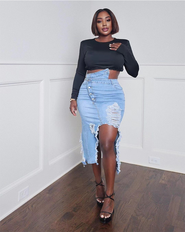 Book It Asymmetrical Denim Dress