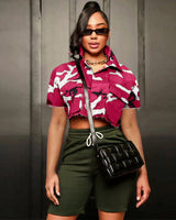 Active Duty Camo Short Sleeve Cropped Jacket