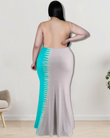 Multicolored Backless Maxi Dress