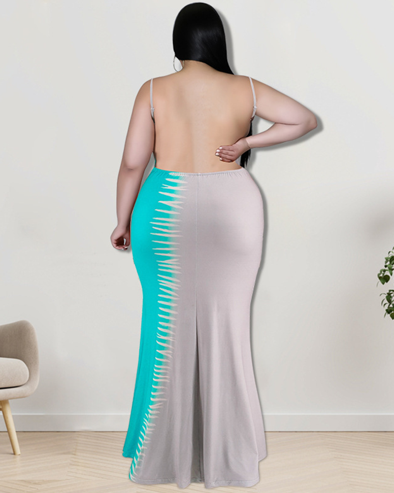 Multicolored Backless Maxi Dress