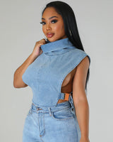 Madonna Denim Crop Top