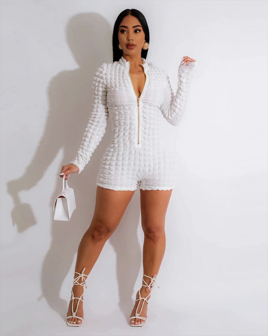 TYREN TEXTURED ROMPER WHITE