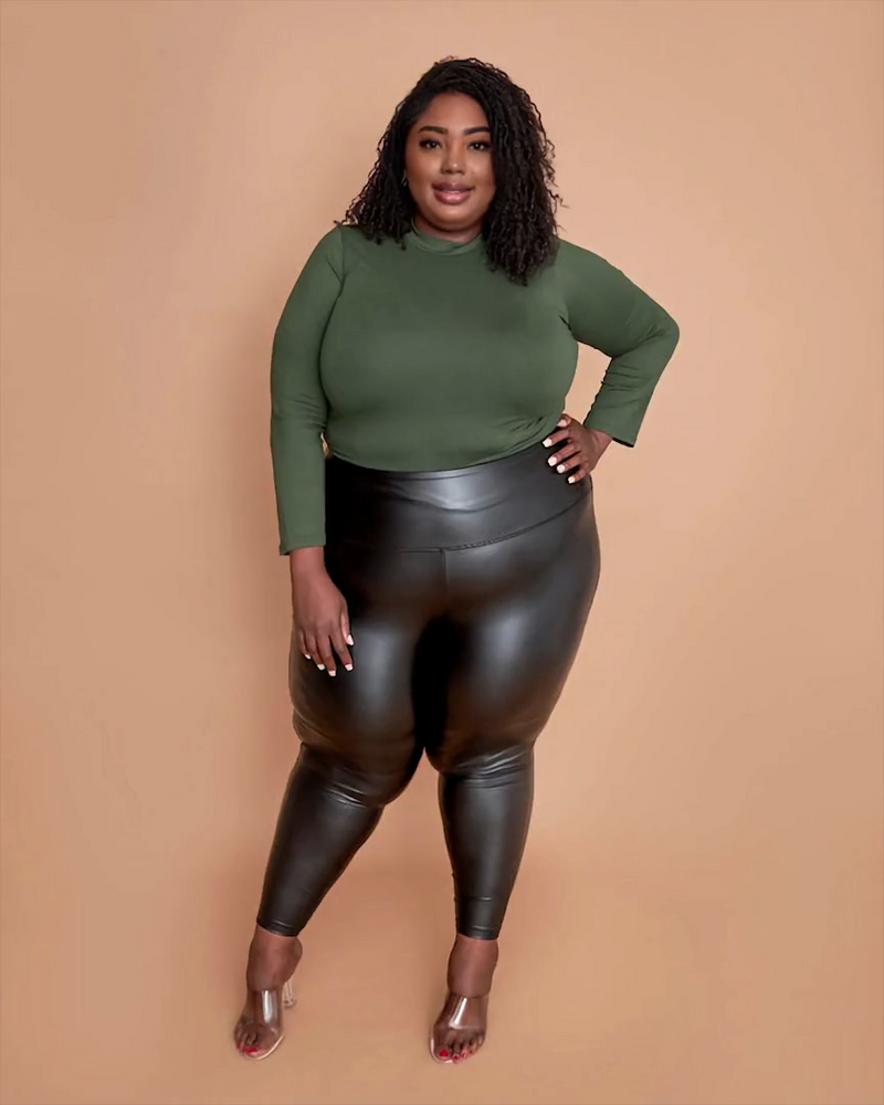 Plus Size Vegan Leather Leggings