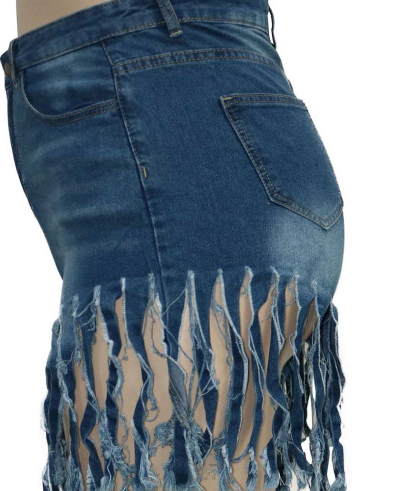 Tassels Denim Shorts