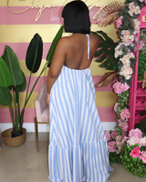 Staycation Blue & White Striped Maxi