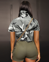 Active Duty Camo Short Sleeve Cropped Jacket