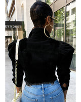 Puff Shoulder Denim Jacket